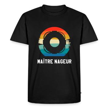 Vintage Retro Maître Nageur Sauveteur - T-shirt Premium bio Homme - noir - Devant - Nico (187cm)