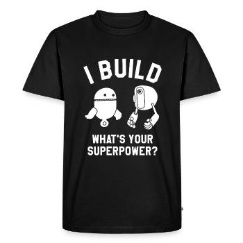 Je construis des robots Quel est votre superpouvoir Robotique - T-shirt Premium bio Homme - noir - Devant - Nico (187cm)