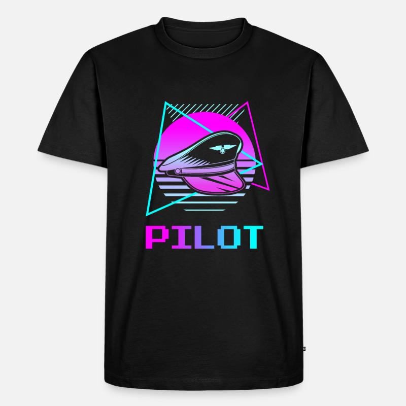 Retro Pilot Aviation Piloten - Männer Premium Bio T-Shirt - Schwarz