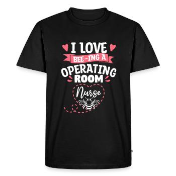 J’adore faire le bee-ing Une infirmière de salle d’opération OU des infirmières - T-shirt Premium bio Homme - noir - Devant - Nico (187cm)