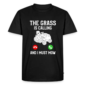 L’herbe m’appelle et je dois tondre la tonte de la pelouse - T-shirt Premium bio Homme - noir - Devant - Nico (187cm)