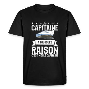 Le Capitaine A Toujours Raison Ç'est Moi Le - T-shirt Premium bio Homme - noir - Devant - Nico (187cm)