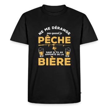 Ne Me Dérange Pas Quand Je Pêch Amateur De Bière - T-shirt Premium bio Homme - noir - Devant - Nico (187cm)