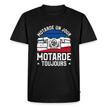 Motarde Un Jour Motarde Toujours Motard Moto - T-shirt Premium bio Homme - noir - Devant - Nico (187cm)