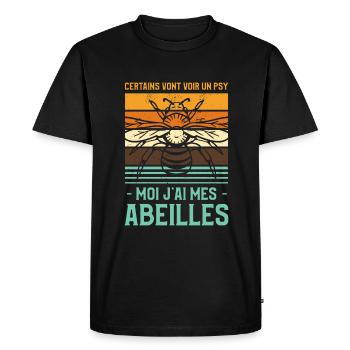 Certains Vont Voir Un Psy Moi J'ai Mes Abeilles - T-shirt Premium bio Homme - noir - Devant - Nico (187cm)