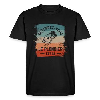 Détendez-Vous Le Plombier Est Là Plomberie - T-shirt Premium bio Homme - noir - Devant - Nico (187cm)