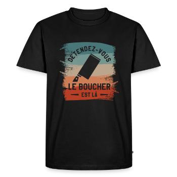 Détendez-Vous Le Boucher Est Là Boucherie - T-shirt Premium bio Homme - noir - Devant - Nico (187cm)