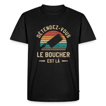 Détendez-Vous Le Boucher Est Là Boucherie - T-shirt Premium bio Homme - noir - Devant - Nico (187cm)