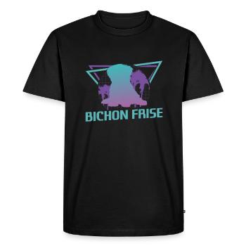 Amant de chien rétro bichon frisé - T-shirt Premium bio Homme - noir - Devant - Nico (187cm)