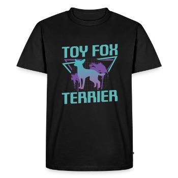 Amant de chien Fox Terrier jouet rétro - T-shirt Premium bio Homme - noir - Devant - Nico (187cm)