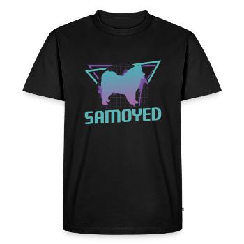 Amoureux des chiens Samoyède rétro - T-shirt Premium bio Homme - noir - Devant - Nico (187cm)