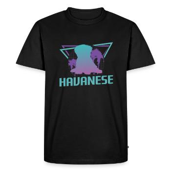 Amant de chien bichon havanais rétro - T-shirt Premium bio Homme - noir - Devant - Nico (187cm)
