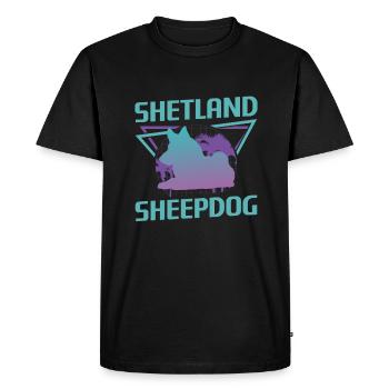 Amoureux des chiens de berger Shetland rétro - T-shirt Premium bio Homme - noir - Devant - Nico (187cm)