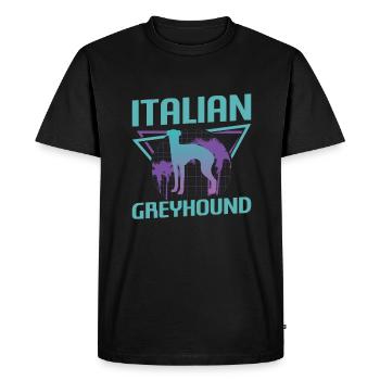 Amant de chien de lévrier italien rétro - T-shirt Premium bio Homme - noir - Devant - Nico (187cm)