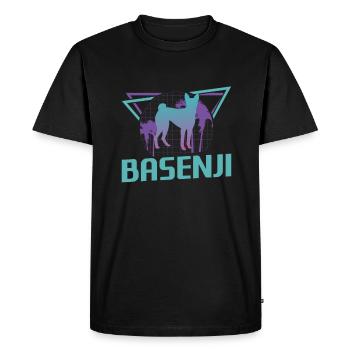 Retro Basenji Dog Lover - Men's Premium Organic T-Shirt - black - Front - Nico (187cm)