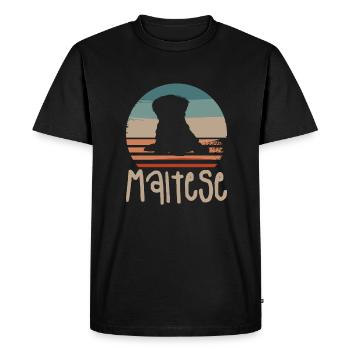 Amant de chien maltais rétro vintage - T-shirt Premium bio Homme - noir - Devant - Nico (187cm)