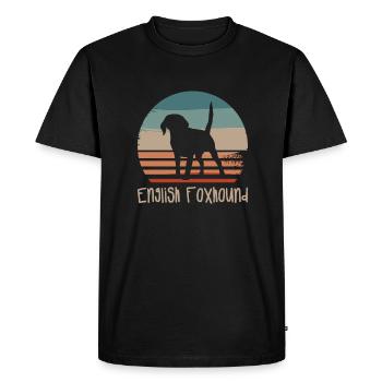 Vintage Retro English Foxhound Dog Lover - Men's Premium Organic T-Shirt - black - Front - Nico (187cm)