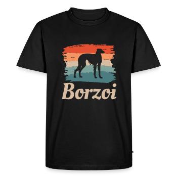Vintage Retro Borzoi Dog Lover - T-shirt Premium bio Homme - noir - Devant - Nico (187cm)