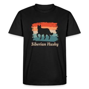 Vintage Retro Siberian Husky Huskies Dog Lover - T-shirt Premium bio Homme - noir - Devant - Nico (187cm)