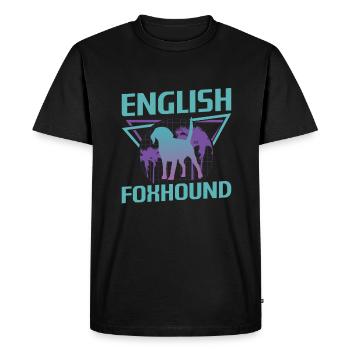 Retro English Foxhound Dog Lover - Men's Premium Organic T-Shirt - black - Front - Nico (187cm)