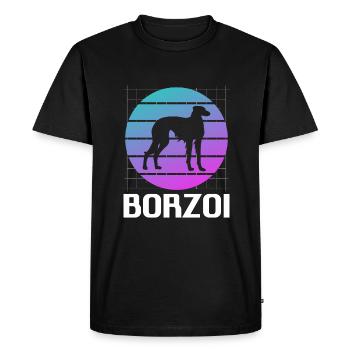 Amoureux des chiens Barzoï rétro - T-shirt Premium bio Homme - noir - Devant - Nico (187cm)
