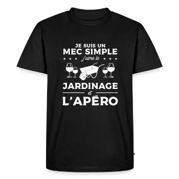 Je Suis Un Mec Simple J'aime Le Jardinage Et - T-shirt Premium bio Homme - noir - Devant - Nico (187cm)