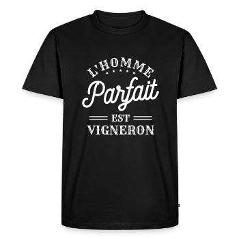 L'Homme Parfait Est Vigneron Viticole - T-shirt Premium bio Homme - noir - Devant - Nico (187cm)