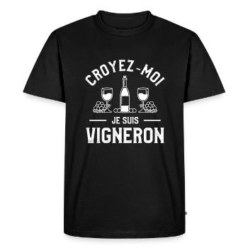 Croyez-Moi Je Suis Vigneron Viticole - T-shirt Premium bio Homme - noir - Devant - Nico (187cm)