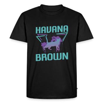 Rétro Havana Brown Cat Lover - T-shirt Premium bio Homme - noir - Devant - Nico (187cm)