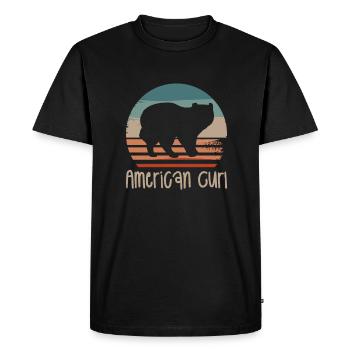 Vintage Retro American Curl Cat Lover - T-shirt Premium bio Homme - noir - Devant - Nico (187cm)