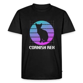Retro Cornish Rex Cat Lover - Men's Premium Organic T-Shirt - black - Front - Nico (187cm)