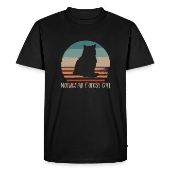 Vintage Retro Norwegian Forest Cat Lover - T-shirt Premium bio Homme - noir - Devant - Nico (187cm)