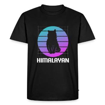 Retro Himalayan Cat Lover - Men's Premium Organic T-Shirt - black - Front - Nico (187cm)