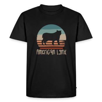 Vintage Rétro American Lynx Cat Lover - T-shirt Premium bio Homme - noir - Devant - Nico (187cm)