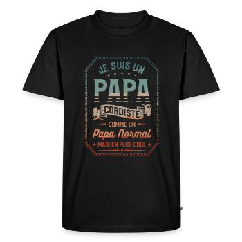Je Suis Un Papa Cordiste Comme Un Papa Normal - T-shirt Premium bio Homme - noir - Devant - Nico (187cm)
