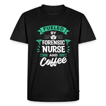 Fueled By Forensic Nurse And Coffee ER Nurses - Men's Premium Organic T-Shirt - black - Front - Nico (187cm)