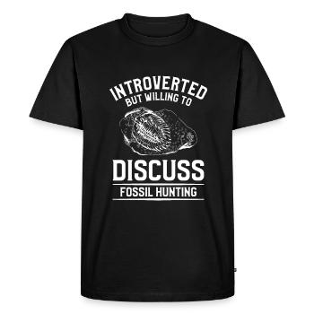Introverti mais prêt à discuter de la chasse aux fossiles - T-shirt Premium bio Homme - noir - Devant - Nico (187cm)
