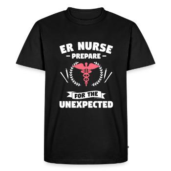 Une infirmière de l’urgence se prépare à l’urgence inattendue - T-shirt Premium bio Homme - noir - Devant - Nico (187cm)