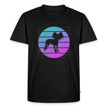 Retro Papillon Dog Lover - Men's Premium Organic T-Shirt - black - Front - Nico (187cm)