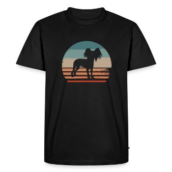 Vintage Retro Papillon Dog Lover - Men's Premium Organic T-Shirt - black - Front - Nico (187cm)