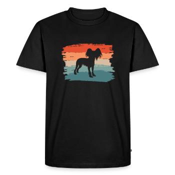 Vintage Retro Papillon Dog Lover - Men's Premium Organic T-Shirt - black - Front - Nico (187cm)