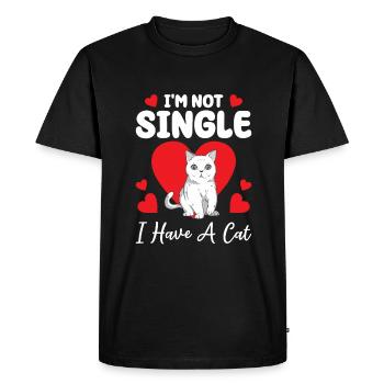 Je ne suis pas célibataire J’ai un chat Saint-Valentin - T-shirt Premium bio Homme - noir - Devant - Nico (187cm)