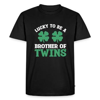 Chanceux d’être un frère de jumeaux Saint-Patrick - T-shirt Premium bio Homme - noir - Devant - Nico (187cm)