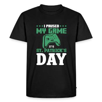 J’ai mis mon jeu en pause C’est la Saint-Patrick Vidéo - T-shirt Premium bio Homme - noir - Devant - Nico (187cm)