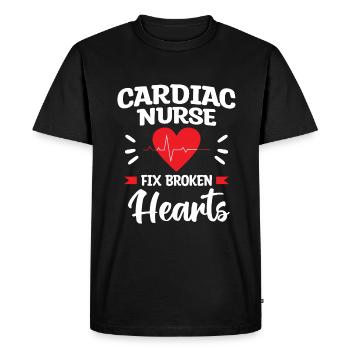 Une infirmière cardiaque répare les cœurs brisés Cardiologue - T-shirt Premium bio Homme - noir - Devant - Nico (187cm)