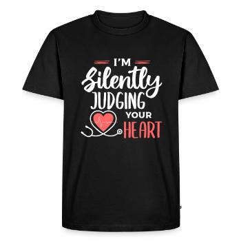 Je juge silencieusement votre cardiologue cardiaque - T-shirt Premium bio Homme - noir - Devant - Nico (187cm)