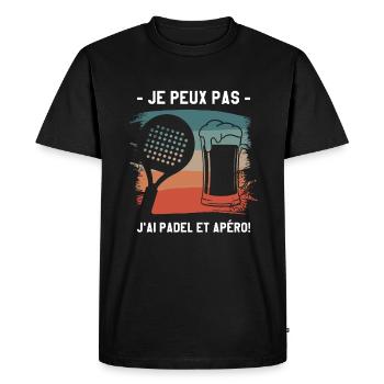 Je Peux Pas J'ai Padel Et Apéro Padeliste - T-shirt Premium bio Homme - noir - Devant - Nico (187cm)