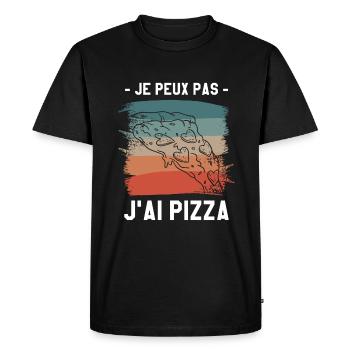 Je Peux Pas J'ai Pizza - T-shirt Premium bio Homme - noir - Devant - Nico (187cm)