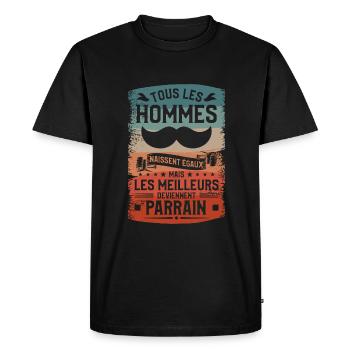Mais Les Meilleurs Deviennent Parrain Baptême - T-shirt Premium bio Homme - noir - Devant - Nico (187cm)