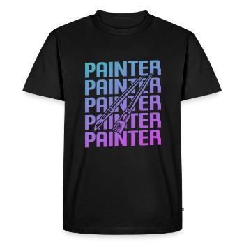 Retro Painter Paint Painting - Men's Premium Organic T-Shirt - black - Front - Nico (187cm)